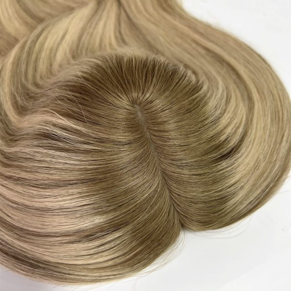 Golden Bliss 8x8 Silk Hair Topper – Golden Blonde, 100% Virgin Human Hair with Natural Scalp Effect