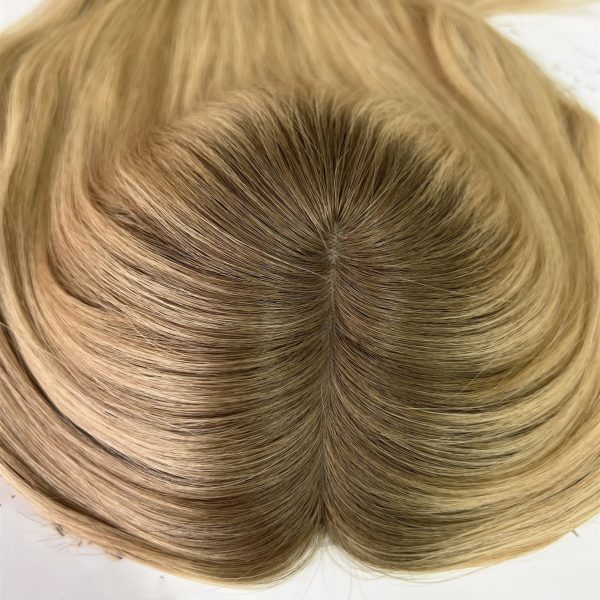 Golden Honey 8x8 Silk Hair Topper – Radiant Blonde, 100% Virgin Human Hair with Natural Scalp Effect