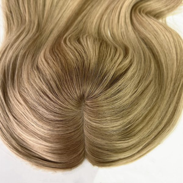 Honey Glow 8x8 Silk Hair Topper – Warm Blonde, 100% Virgin Human Hair with Natural Scalp Effect