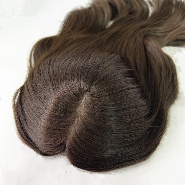 16 Inch Silk Hair Topper in Mocha Brown – 100% Virgin Human Hair with Cuticles Intact