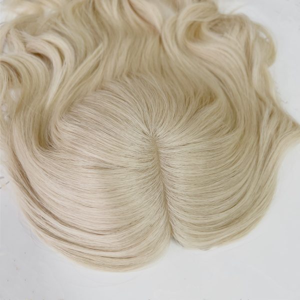 Platinum Glow 8x8 Silk Hair Topper – Light Blonde, 100% Virgin Human Hair with Natural Scalp Effect