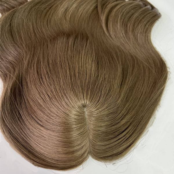 Ash Brown Silk Hair Topper – 100% Virgin Human Hair, Natural Coverage and Volume