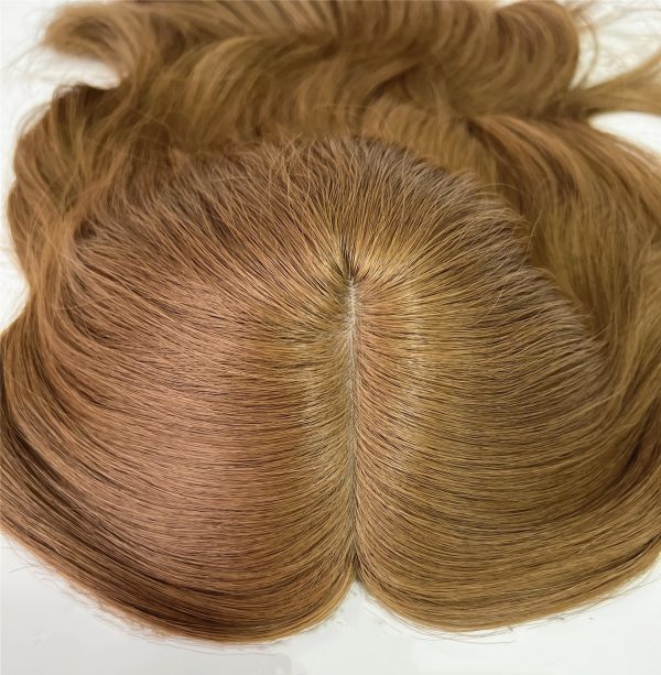 Cinnamon Silk Top Hair Topper made of 100% virgin human hair with a natural scalp-like
