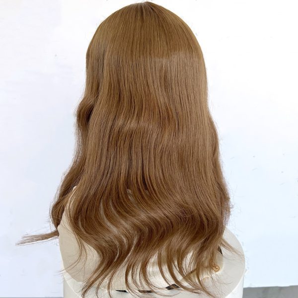 Caramel Glow 8x8 Silk Hair Topper with a natural silk base and warm caramel tones for seamless coverage and volume.