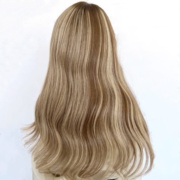 Mocha Blend 8x8 Silk Hair Topper – Natural Balayage Highlights, 100% Virgin Human Hair with Natural Scalp Effect
