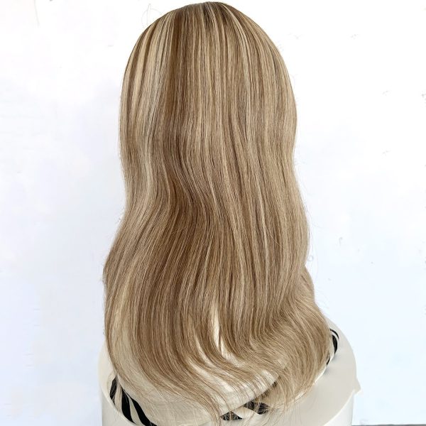 Mocha Blend 8x8 Silk Hair Topper – Natural Balayage Highlights, 100% Virgin Human Hair with Natural Scalp Effect