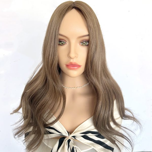 Ash Brown Silk Hair Topper – 100% Virgin Human Hair, Natural Coverage and Volume