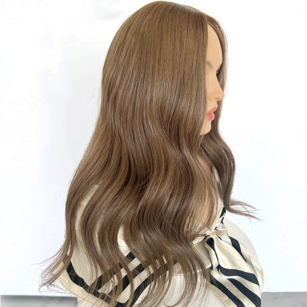 Ash Brown Silk Hair Topper – 100% Virgin Human Hair, Natural Coverage and Volume