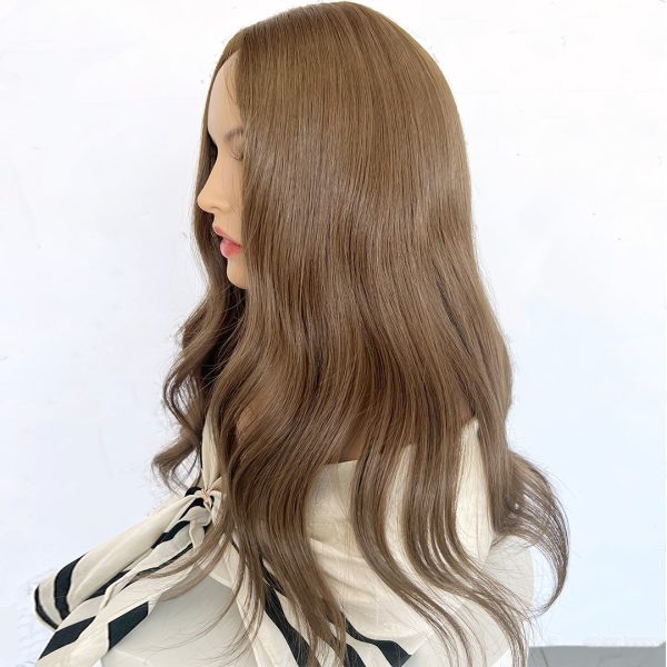 Ash Brown Silk Hair Topper – 100% Virgin Human Hair, Natural Coverage and Volume