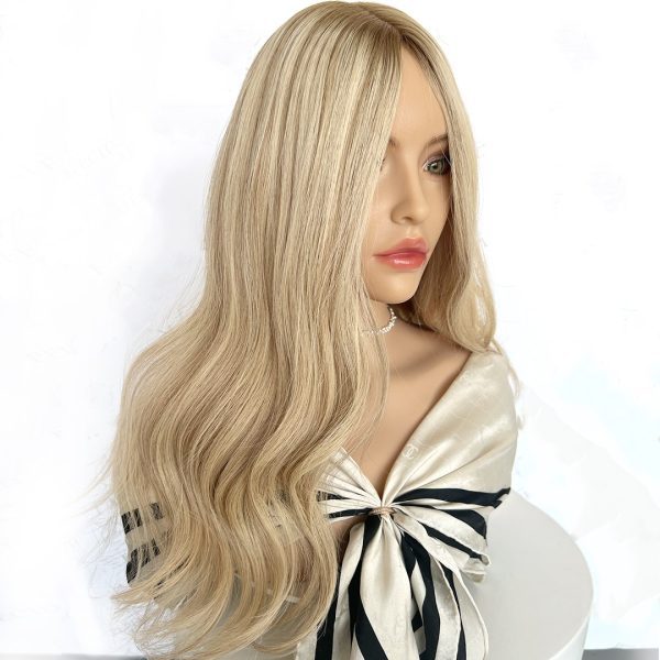 Golden Bliss 8x8 Silk Hair Topper – Golden Blonde, 100% Virgin Human Hair with Natural Scalp Effect