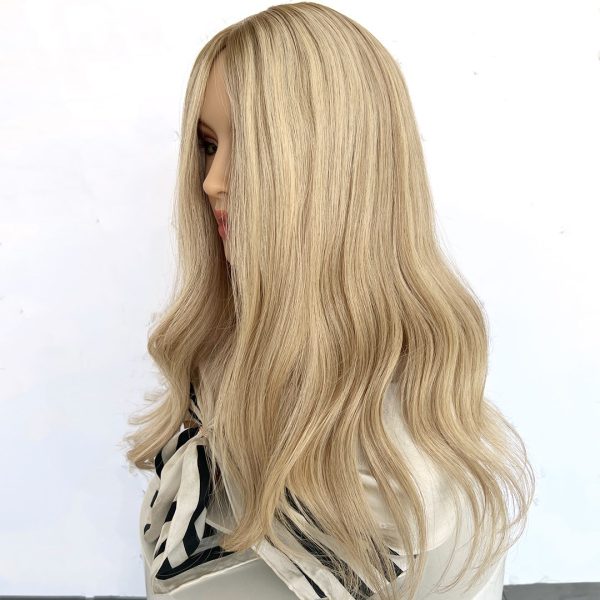 Golden Bliss 8x8 Silk Hair Topper – Golden Blonde, 100% Virgin Human Hair with Natural Scalp Effect