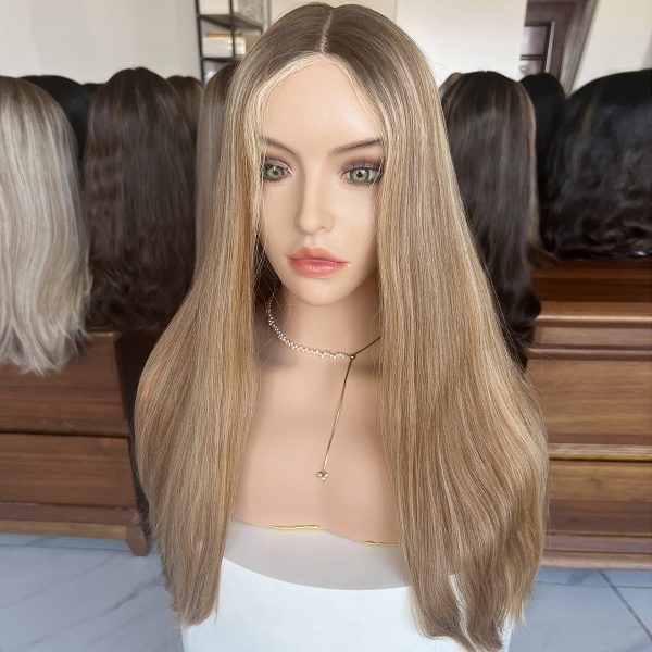 Honey Blonde Lace Top Wig – 24 Inch Virgin Human Hair, Lace Top Design, Warm Honey Blonde Shade