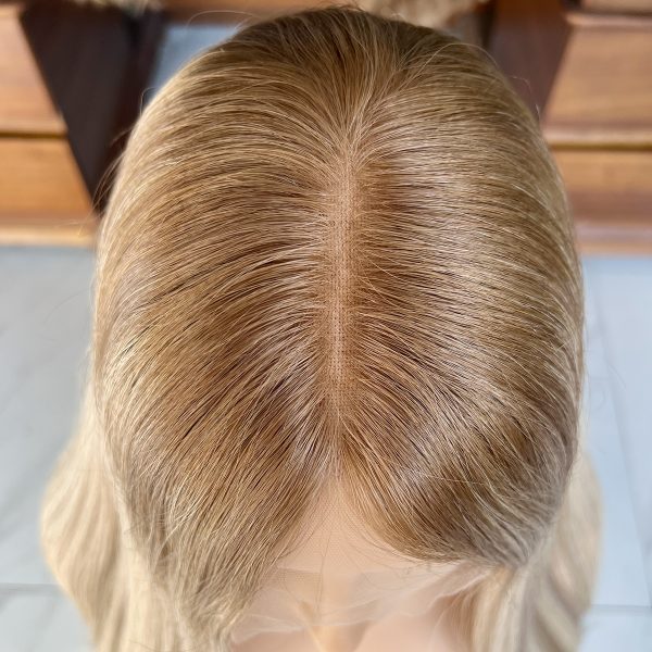Elegance Lace Top Wig – 24 Inch European Virgin Human Hair, Natural Straight, Light Blonde