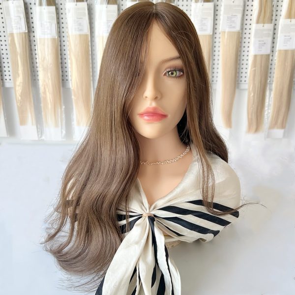 16 Inch Silk Hair Topper – Amber, 100% Virgin Human Hair with Cuticles Intact, Light Brown