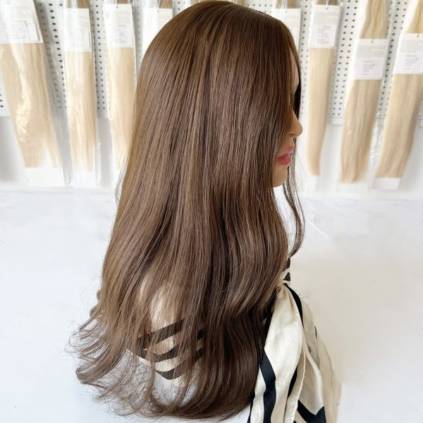 16 Inch Silk Hair Topper – Amber, 100% Virgin Human Hair with Cuticles Intact, Light Brown