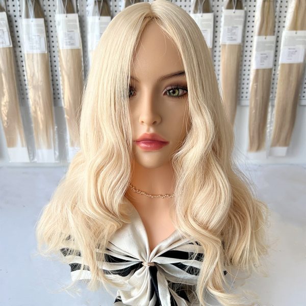 Platinum Glow 8x8 Silk Hair Topper – Light Blonde, 100% Virgin Human Hair with Natural Scalp Effect
