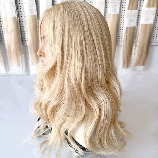 Platinum Glow 8x8 Silk Hair Topper – Light Blonde, 100% Virgin Human Hair with Natural Scalp Effect