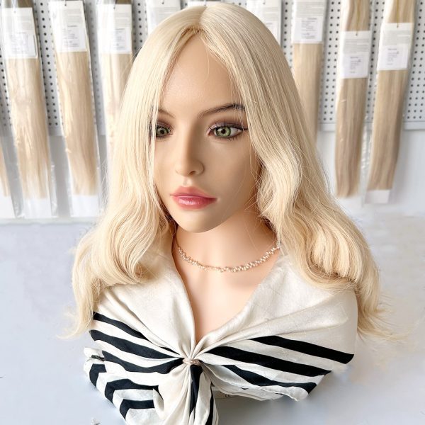 Platinum Glow 8x8 Silk Hair Topper – Light Blonde, 100% Virgin Human Hair with Natural Scalp Effect
