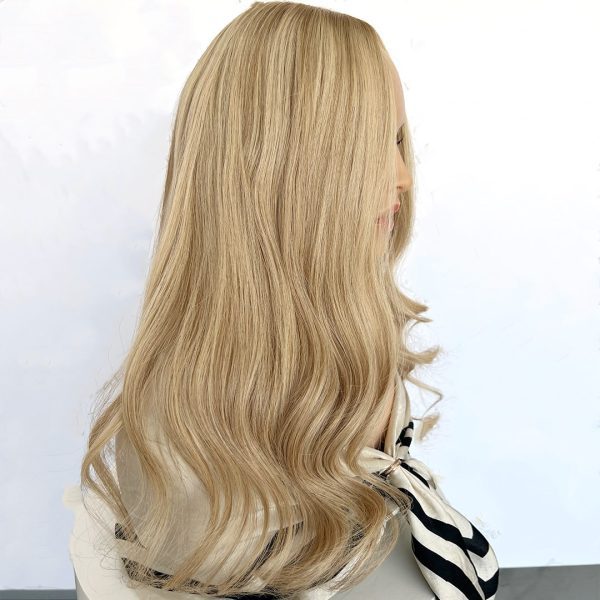 Honey Glow 8x8 Silk Hair Topper – Warm Blonde, 100% Virgin Human Hair with Natural Scalp Effect