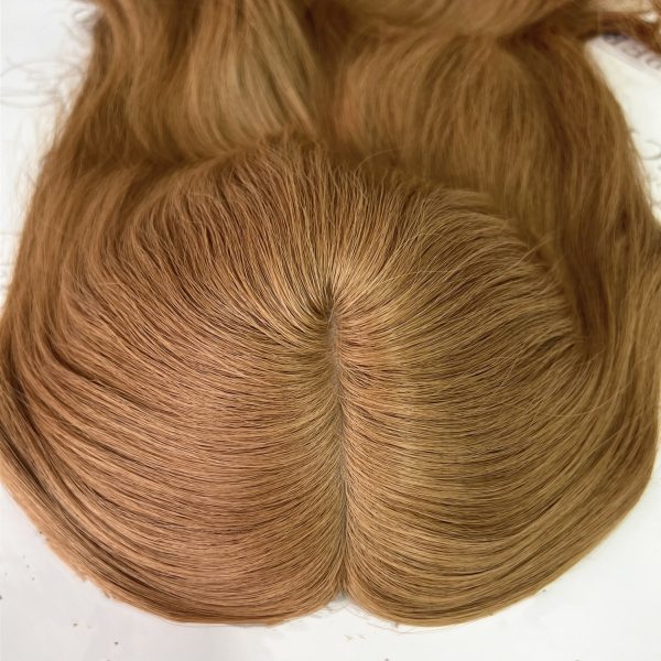 Scarlet Red 8x8 Silk Hair Topper – Vibrant Red, 100% Virgin Human Hair with Natural Scalp Effect