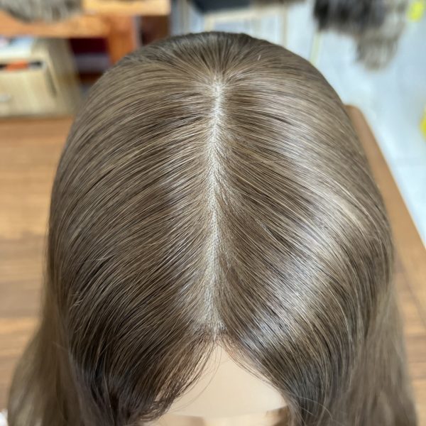 Customized Skin Top Wig #4 – European Hair, Medium Brown, Realistic Scalp Look