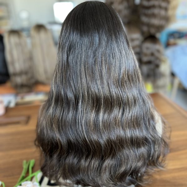 Top lace wig in shade #1HL, natural black with subtle highlights, 100% virgin human hair, classic style, in stock