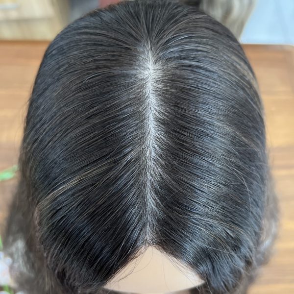 Skin Top Wig in iconic classic color #1/2/8H, featuring a rich blend of dark brown, medium brown, and light brown tones for a natural, multidimensional look.