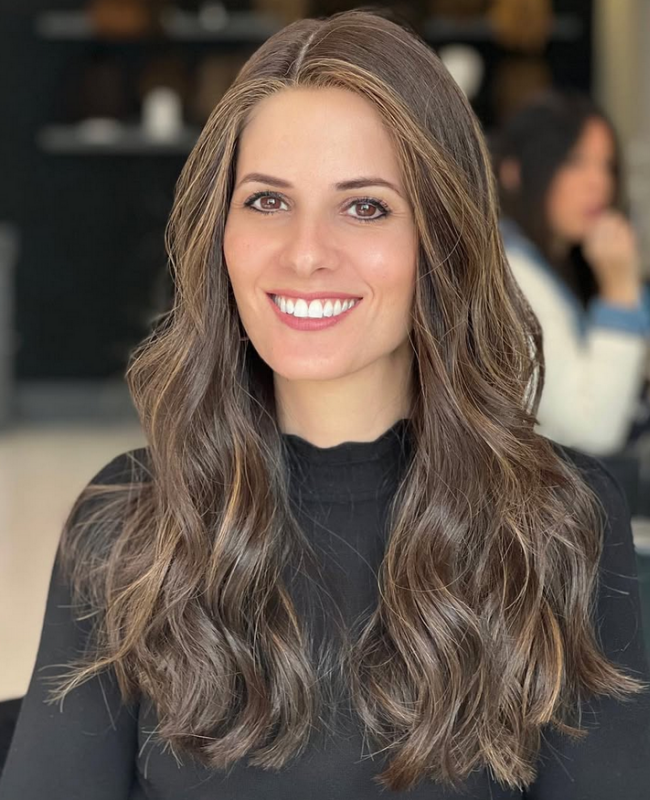 Premium long top lace wig in natural brown with highlights, crafted from 100% human hair for a flawless, natural look.
